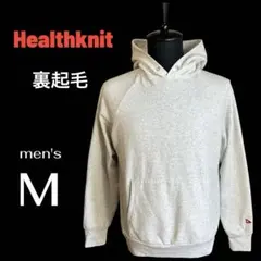 【Healthknit】 プルパーカー　アーム　ロゴフーディ　裏起毛　薄グレーMのサムネイル