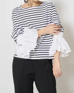 mewl シャツスリーブボーダートップス