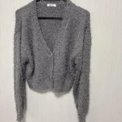 シャギーニットカーディガン グレー