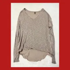 ベネトン　ブラウン　カットソー　長袖シャツ　異素材シャツ