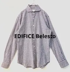 EDIFICE Belesto ホリゾンタルカラー　グランチェック　シャツ　綿麻のサムネイル
