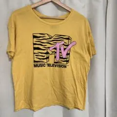 MTV [L]ゼブラ柄 Tシャツ カジュアル イエロー古着のサムネイル