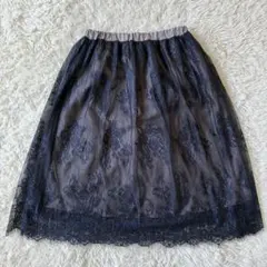 【美品】Feroux レーススカート チュール 花柄 2（F267）