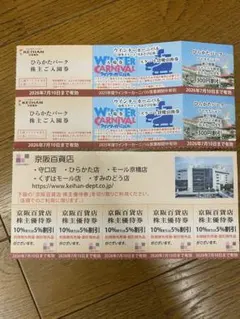 ひらかたパーク 株主ご入園券2枚　京阪百貨店 割引券のサムネイル