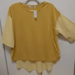 新品□セルフサービス　オーガニック異素材切替Tシャツ　チュニック　大きめ　L〜のサムネイル