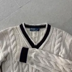 Polo by Ralph Lauren ライン入りケーブルニットセーター