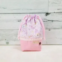 ベビーユニコーン柄(紫)の巾着(給食袋 コップ袋)