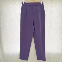 GU ストレッチテーパードパンツ L パープル ゴム ストレッチ素材