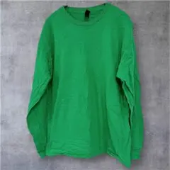 ギルダン 長袖 ロングＴシャツ クルーネック 無地 L 緑 綿 ゆったりのサムネイル