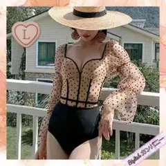 大人の雰囲気で素敵♡ヒット商品☆*☆ドット柄　コルセット風　水着　Lサイズ☆*☆