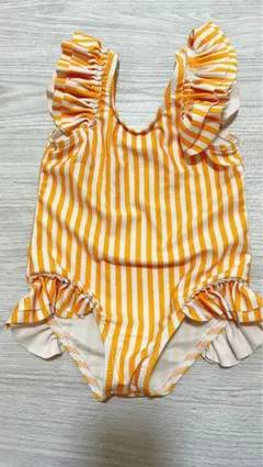 フリル付きオレンジストライプ水着