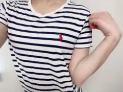 夏カラー♡ラルフローレン　ワンポイント刺繍ボーダーTシャツ　ホワイトネイビー