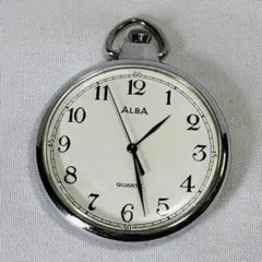 【動作未確認】SEIKO ALBA 懐中時計 クォーツ ホワイト文字盤のサムネイル