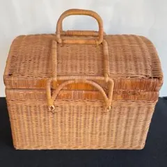アンティーク ピクニック バスケット ラタン 籠 籐 カゴ レトロ ビンテージ