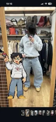 メンズパーカー灰色　y2k opium 平成ギャル男