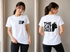 THE CAT FACE 　速乾Tシャツ ホワイト 猫柄　M　L　XL