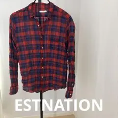 ESTNATION チェック柄 長袖シャツ 赤×紺　エストネーションのサムネイル