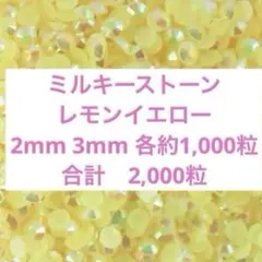 【匿名配送】ミルキーストーン　レモンイエロー　2mm 3mm デコストーン