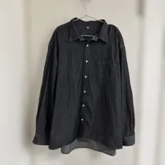 ダークグレー デニム長袖シャツ【4Ｌ】