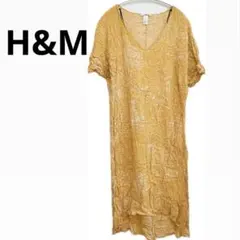 H&M イエロー Vネック 半袖ワンピース 夏服 おしゃれ