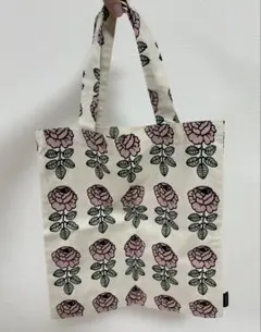 マリメッコVihkiruusu/トートバッグ　ピンク×グリーン