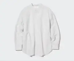 UNIQLO リネンコットンスタンドカラーストライプシャツ Mサイズ