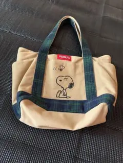 PEANUTS スヌーピー トートバッグ　チェック柄のサムネイル