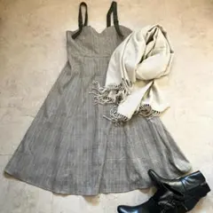 アプワイザーリッシェ 後ろリボン グレンチェックジャンパースカート M