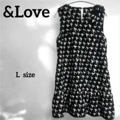 【&Love/アンドラブ】美品✨(L)ノースリーブ ひざ丈ワンピース 千鳥柄