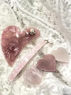 ハート型ピンクヘアアクセサリー3点セット