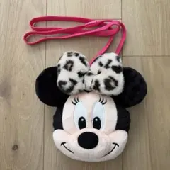 ミニーマウス ポーチ ヒョウ柄リボン