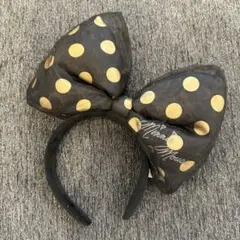 ディズニー 黒 金 水玉 リボン カチューシャ