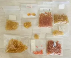 オレンジと黄色のビーズ10袋セット　17