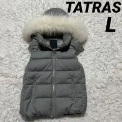 【美品】タトラス ダウンベスト ラクーンファー カシミヤ混 ダブルジップ グレー 美品】タトラス ダウンベスト ラクーンファー カシミヤ混 ダブル