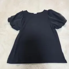 ブラック パフスリーブ 半袖ブラウスのサムネイル