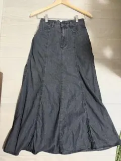 GU デニムロングスカート ブラック