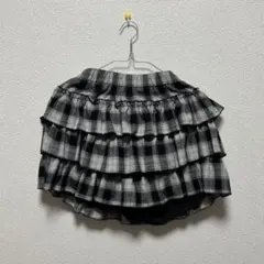 Dazy チェック柄フリルフレアスカート XL