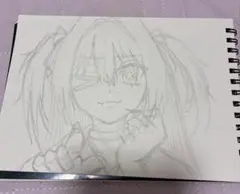 手描きイラスト スケッチブック ツインテール 女の子