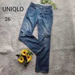 UNIQLOユニクロハイライズストレートデニムパンツ26ブルーレギュラーフィット