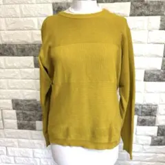 美品【THE SHOP TK 】クルーネックニットMマスタード色 ワールド