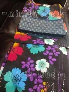 百貨店 浴衣 新素材 吸湿速乾ポリエステル 撫子 花葉柄 夏用単衣着物 