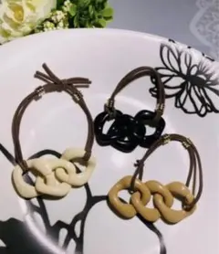 ヘアゴム　まとめ売り　3点　セット　黒　白　ベージュ　大人可愛い