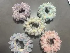 シフォン素材 フリルシュシュ 5色セットのサムネイル
