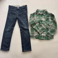 H&M 120デニム　グローバルワーク XLネルシャツ