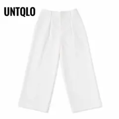 【美品】ユニクロ タックワイドパンツ ホワイト Lサイズ