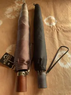 折りたたみ傘セット（ブラウンストライプ＆ブラック）