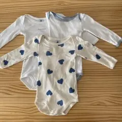 プチバトー　ハート柄長袖ボディスーツ他3点セット　74cm 12month
