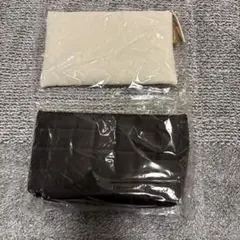 メナード　ポーチ2個セット　白ポーチ×黒ポーチ