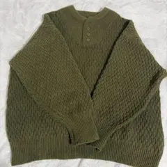 MONO-MART LADY'S オリーブグリーン ヘンリーネック ニット