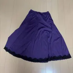 フラメンコ用 スカート パープル×ブラックレース